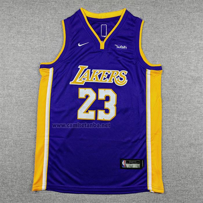 Camiseta Nino Los Angeles Lakers LeBron James NO 23 Statement Violeta2